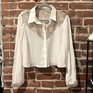 Off white, gold and rose gold sequence top✨